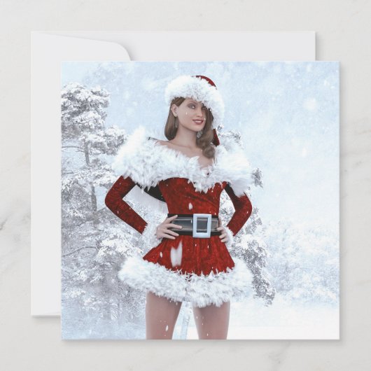 Mooie Kerstmisvrouw over Wintersneeuw (Voorkant)