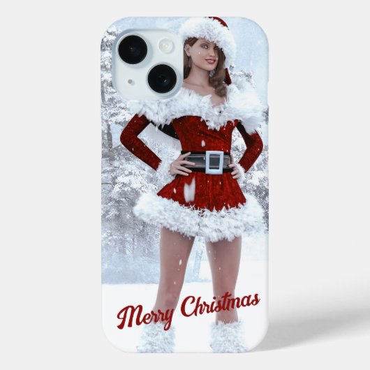 Mooie Kerstmisvrouw over Wintersneeuw Case-Mate iPhone Case (Achterkant)