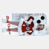 Mooie Kerstmisvrouw over Wintersneeuw Case-Mate iPhone Case (Achterkant (horizontaal))
