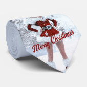 Mooie Kerstmisvrouw over Wintersneeuw Stropdas (Opgerold)