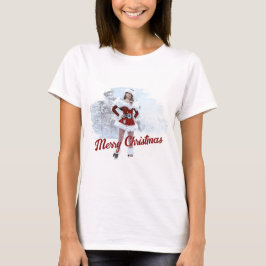 Mooie Kerstmisvrouw over Wintersneeuw T-shirt