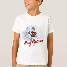 Mooie Kerstmisvrouw over Wintersneeuw T-shirt