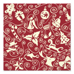Mooie Kerstpatroon Foto Afdruk