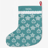 Mooie Kerstpatroon op Turquoise Grote Kerstsok (Achterkant)