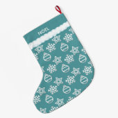 Mooie Kerstpatroon op Turquoise Grote Kerstsok (Achterkant (Hangend))
