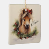 Mooie Kerstpony met Naam Keramisch Ornament (Rechts)
