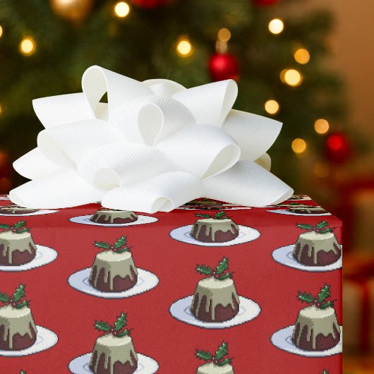 Mooie Kerstpudding Brandy-saus Hulstpatroon Cadeaupapier