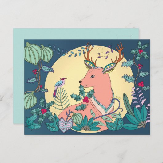 Mooie kerstrendierster briefkaart (Voorkant / Achterkant)