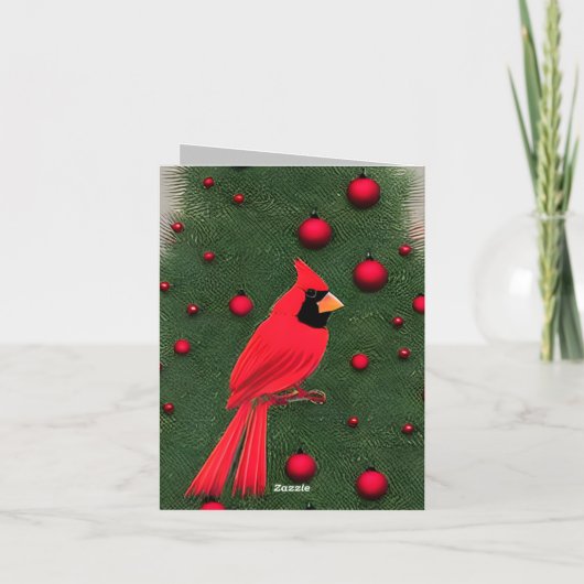 Mooie kerstrode kardinaal bedankkaart (Achterkant)