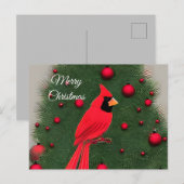 Mooie kerstrode kardinaal feestdagenkaart (Voorkant / Achterkant)
