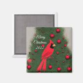 Mooie kerstrode kardinaal magneet (Voorkant / Achterkant)