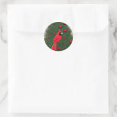Mooie kerstrode kardinaal ronde sticker (Tas)