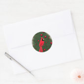 Mooie kerstrode kardinaal ronde sticker (Envelop)