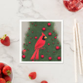 Mooie kerstrode kardinaal servet (Insitu)