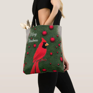 Mooie kerstrode kardinaal tote bag