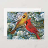 Mooie kerstrode kardinalen en sneeuw briefkaart (Voorkant / Achterkant)