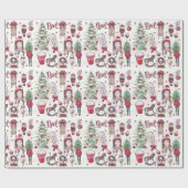 Mooie kerstrode Waterverven Cadeaupapier (Vlak)