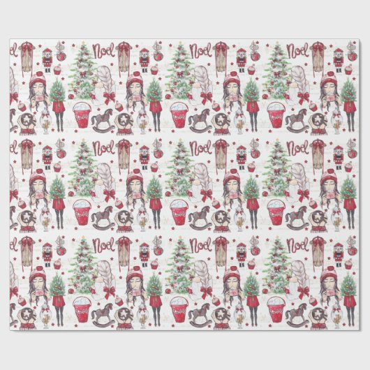 Mooie kerstrode Waterverven Cadeaupapier (Vlak)