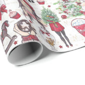 Mooie kerstrode Waterverven Cadeaupapier (Rol Hoek)