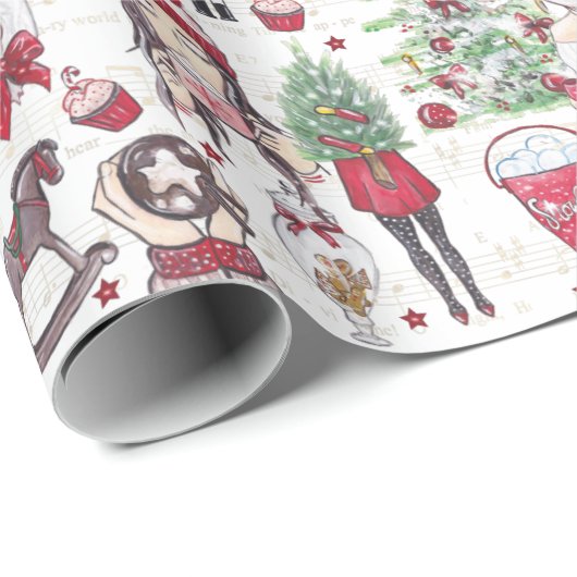 Mooie kerstrode Waterverven Cadeaupapier (Rol Hoek)