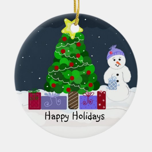 Mooie Kerstscène Keramisch Ornament (Voorkant)