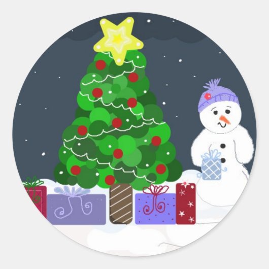 Mooie Kerstscène Ronde Sticker (Voorkant)