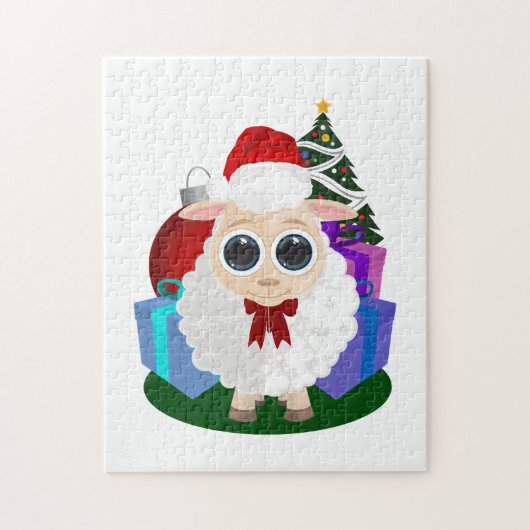 Mooie Kerstschaap Winter Scene Festief Legpuzzel (Verticaal)