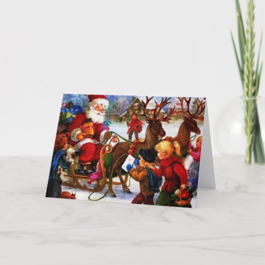 Mooie kerstschildering met Vintage Feestdagen Kaart (Voorkant)