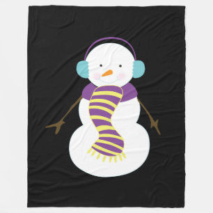 Mooie kerstsnowman fleece deken