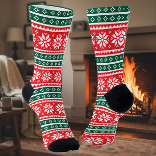 Mooie kerstsokken met Noords sneeuwvlokpatroon Sokken
