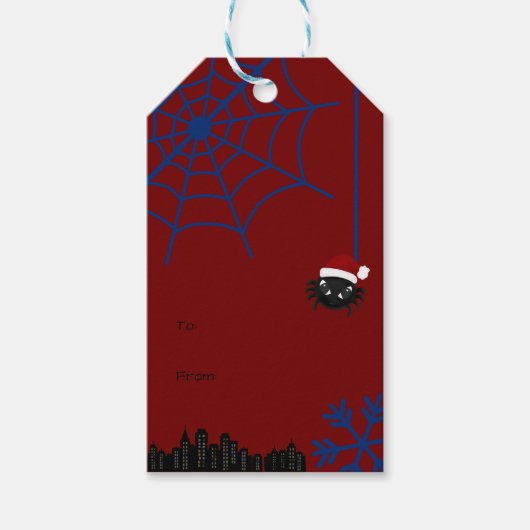Mooie Kerstspin Gepersonaliseerde Gift Tag Cadeaulabel (Voorkant)