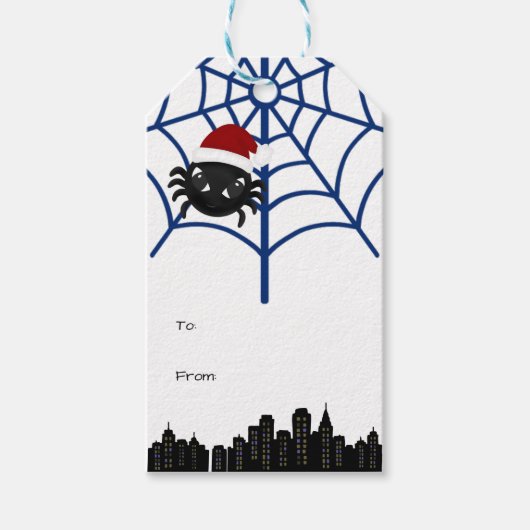 Mooie Kerstspin Gepersonaliseerde Gift Tag Cadeaulabel (Voorkant)