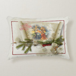 Mooie kerststal collage op maat kerstfeest accent kussen