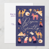 Mooie kerststal op een platte kerstkaart voor de f (Voorkant / Achterkant)