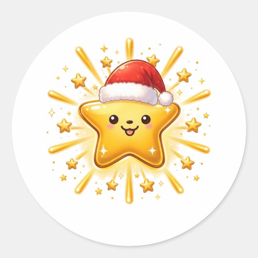 Mooie Kerstster Versiering Ronde Sticker (Voorkant)