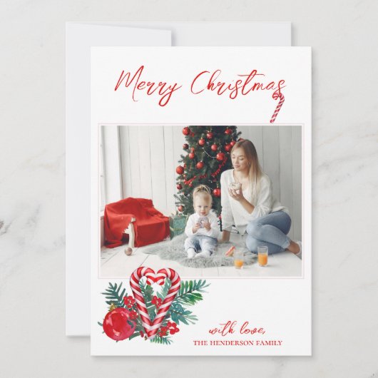 Mooie Kerststokken | Kerst Familie Foto Feestdagenkaart (Voorkant)