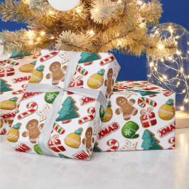 Mooie kerststol koekjes Kerstmis patroon Cadeaupapier