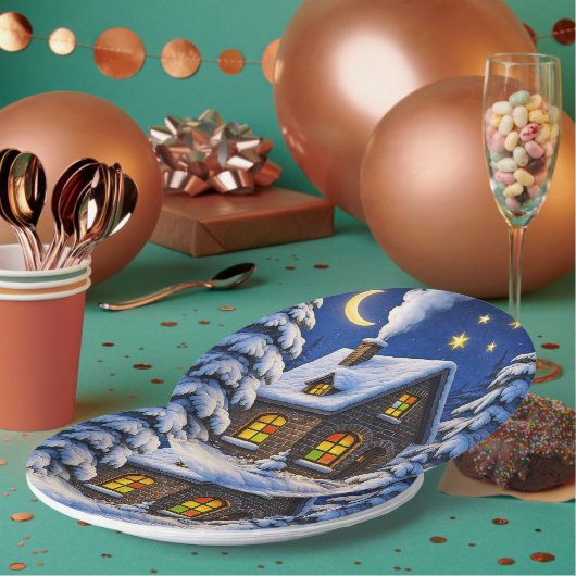 Mooie kerstthema papieren bordje (Multi)