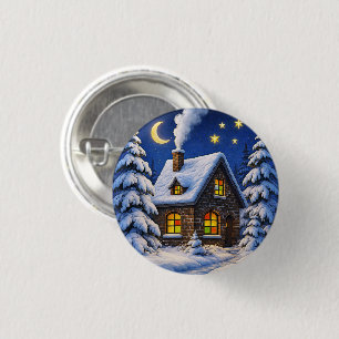 Mooie kerstthema ronde button 3,2 cm