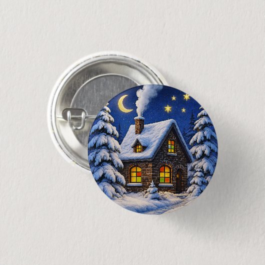 Mooie kerstthema ronde button 3,2 cm (Voorkant /achterkant)
