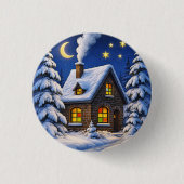 Mooie kerstthema ronde button 3,2 cm (Voorkant)