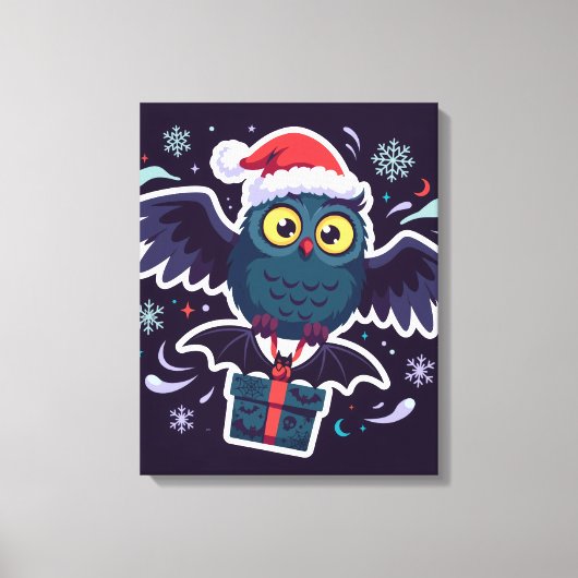 Mooie Kerstuil op Canvas Afdruk (Voorkant)