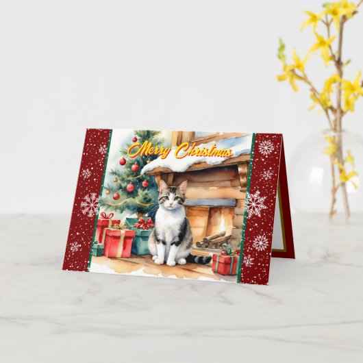 Mooie kerstvakantie Oud Collectie Kaart (Gele Bloem)