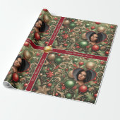 Mooie kerstverpakkings papier met foto (Uitgerold)