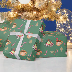Mooie kerstverpakkings papier met hete choco blijd