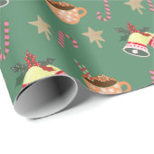 Mooie kerstverpakkings papier met hete choco blijd (Rol Hoek)