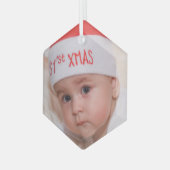 Mooie kerstversiering met foto's glas ornament (Voorkant links)