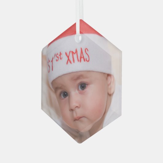 Mooie kerstversiering met foto's glas ornament (Voorkant links)
