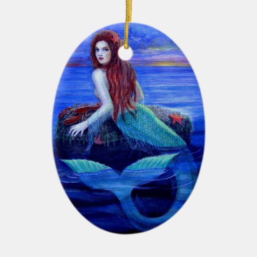 Mooie kerstversiering van Mermaid Fantasy Art Keramisch Ornament (Voorkant)