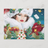  mooie kerstvrouw briefkaart (Voorkant)